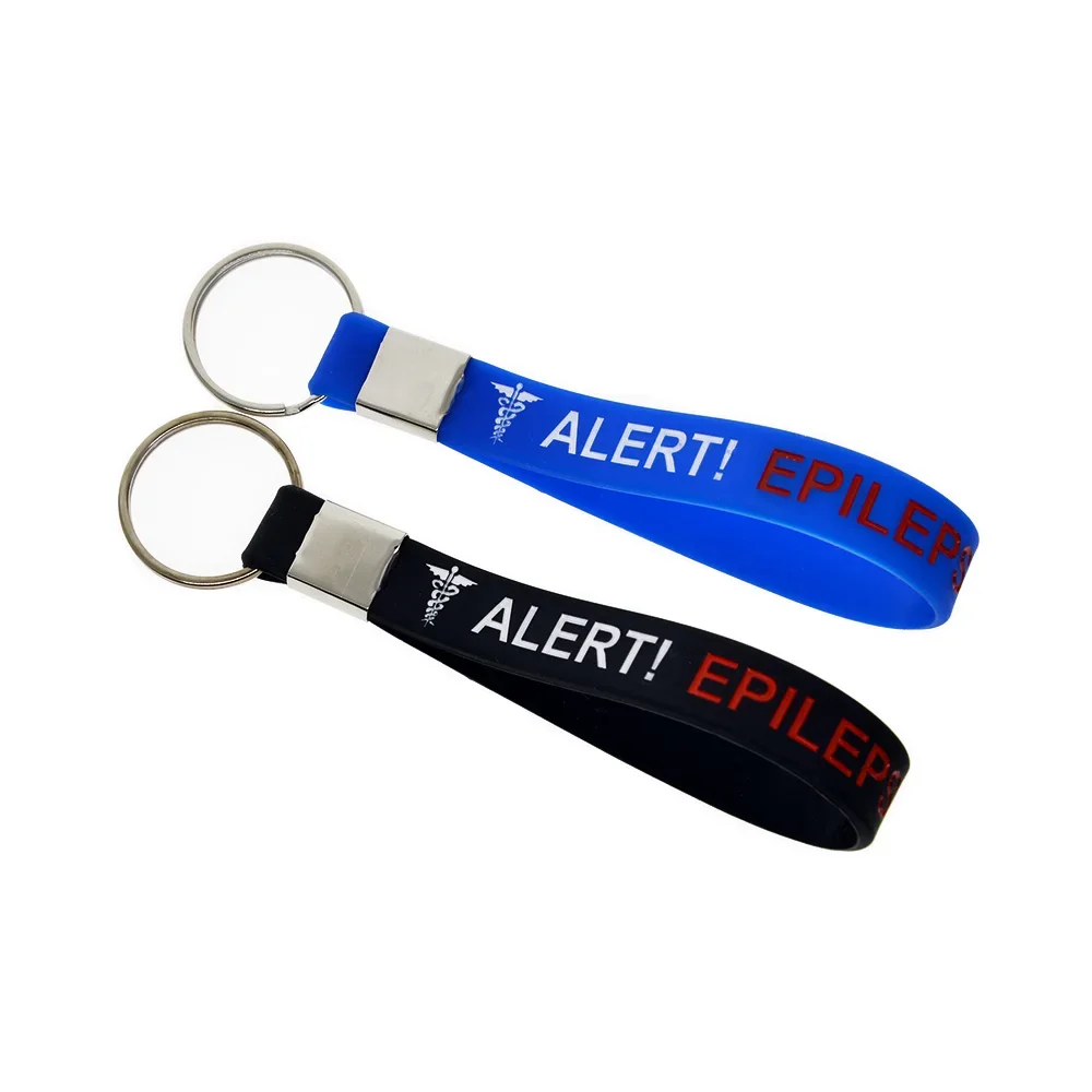 25 Pcs Epilepsy Silicone Bracelet Key Holder Debossed Logo