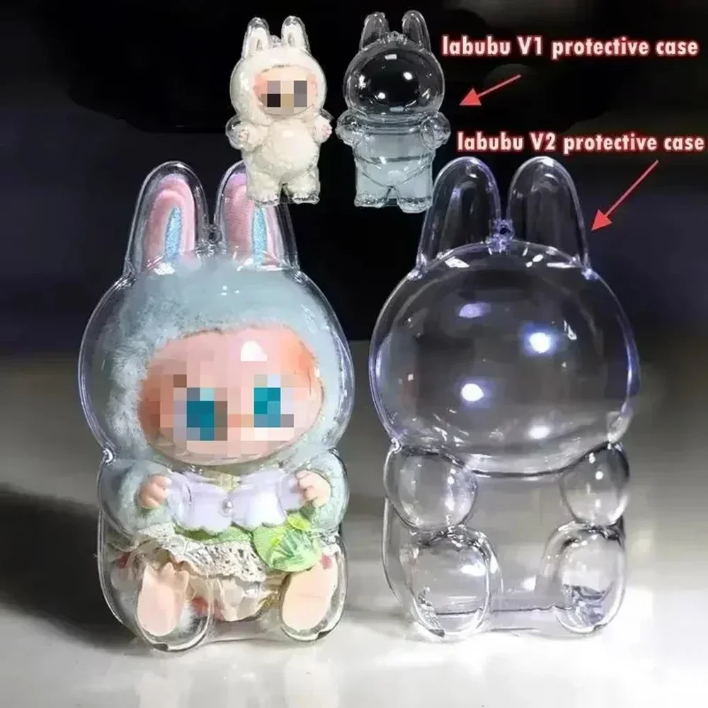 Labubu Transparent Protective Cover Stuffed Toys Cover Cute Elf Plushie Display Bag Mini Chic Portable Storage Box