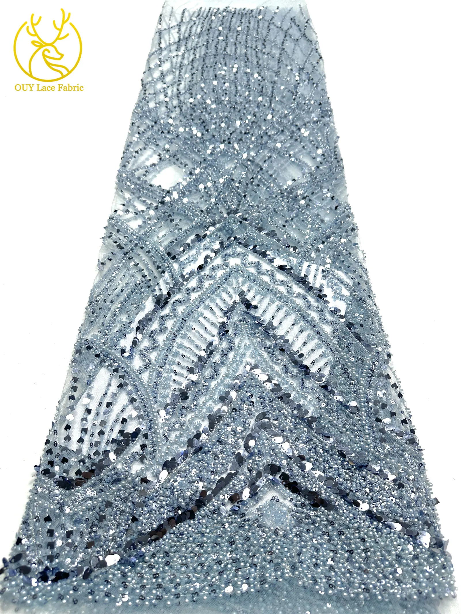 Roter afrikanischer Perlen-Spitzenstoff 2026, hochwertiger französischer nigerianischer Pailletten-Spitzenstoff für Damen, Hochzeit, Party, Kleid, Nähen – Detail 19