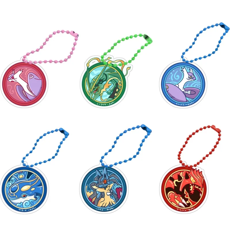 Anime Rayquaza Keychains Groudon Kyogre Latias Latios Diancie Lucario Ptcg Diy Acrylic Action Toy FiguresGame Collection Pendant