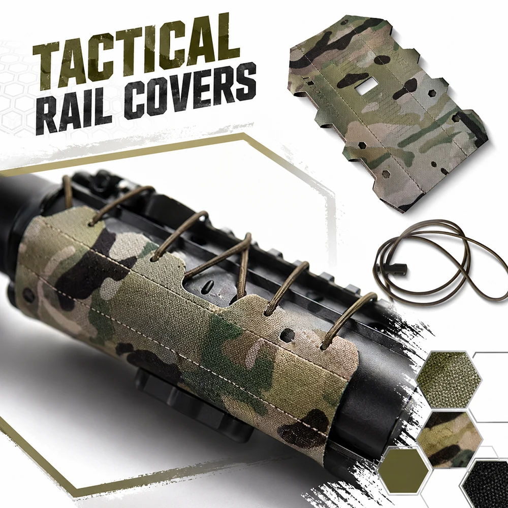 

Tactical Gun Rail Cover Fishbone Handguard Protective Wrap Fit Picatinny Rail Heavy Heat Shield Gear for Hunting Airsoft