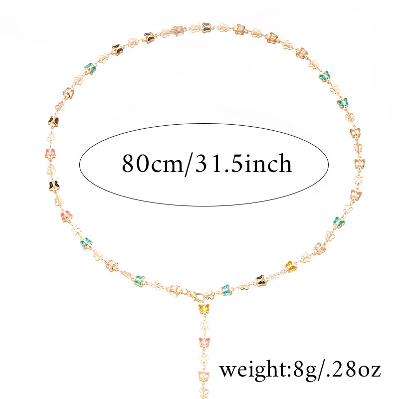 Bohemian Bunte Kristall Y-förmige Halskette für Frauen Vintage Lange Quaste Schmetterling Kette Halskette Party Körper Schmuck Geschenke – Detail 9