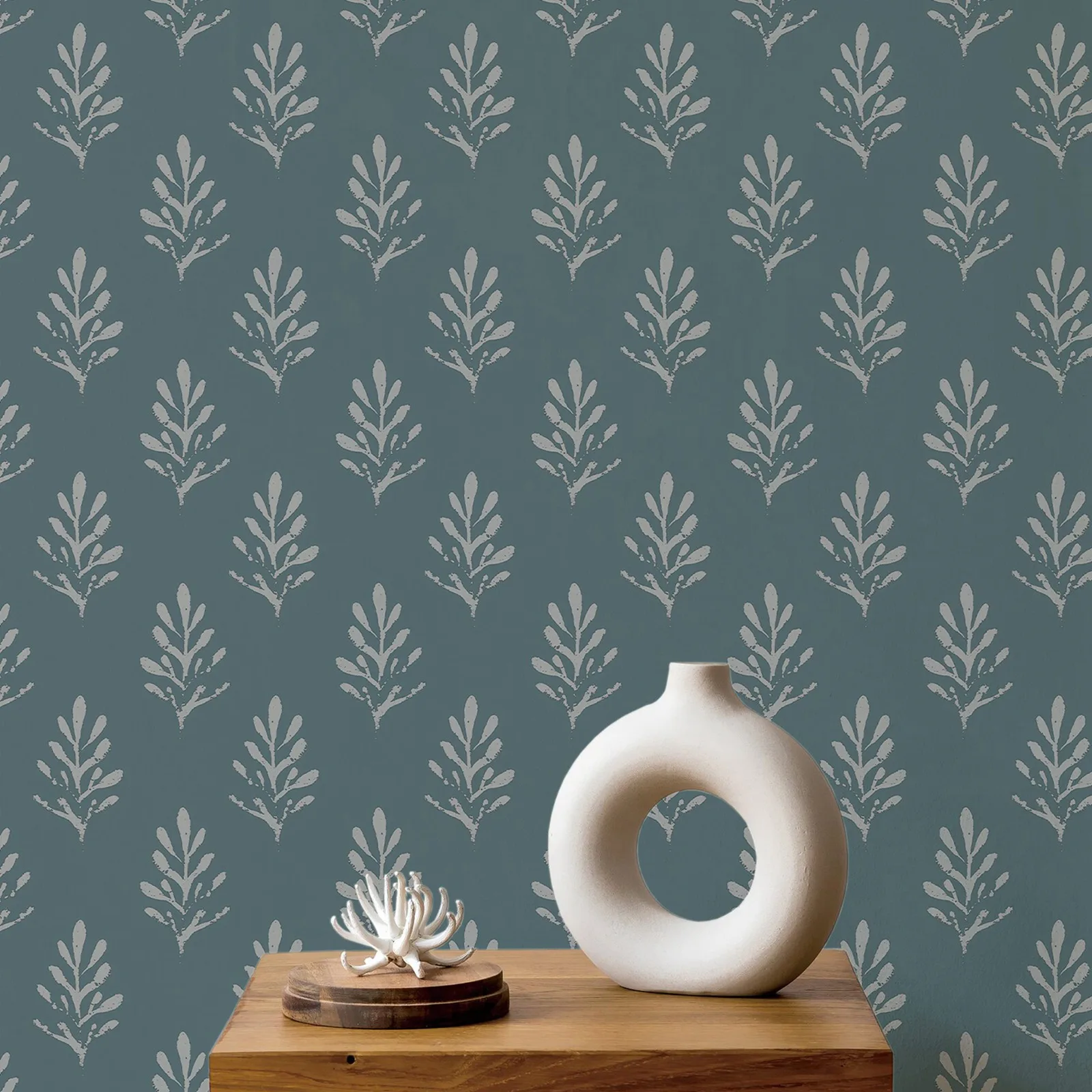 

Vintage Leaves Wallpaper,Floral On Dark Background Wall Mural,Branches of Plant Self Adhesive Wallpaper,Peel and Stick Wallpaper