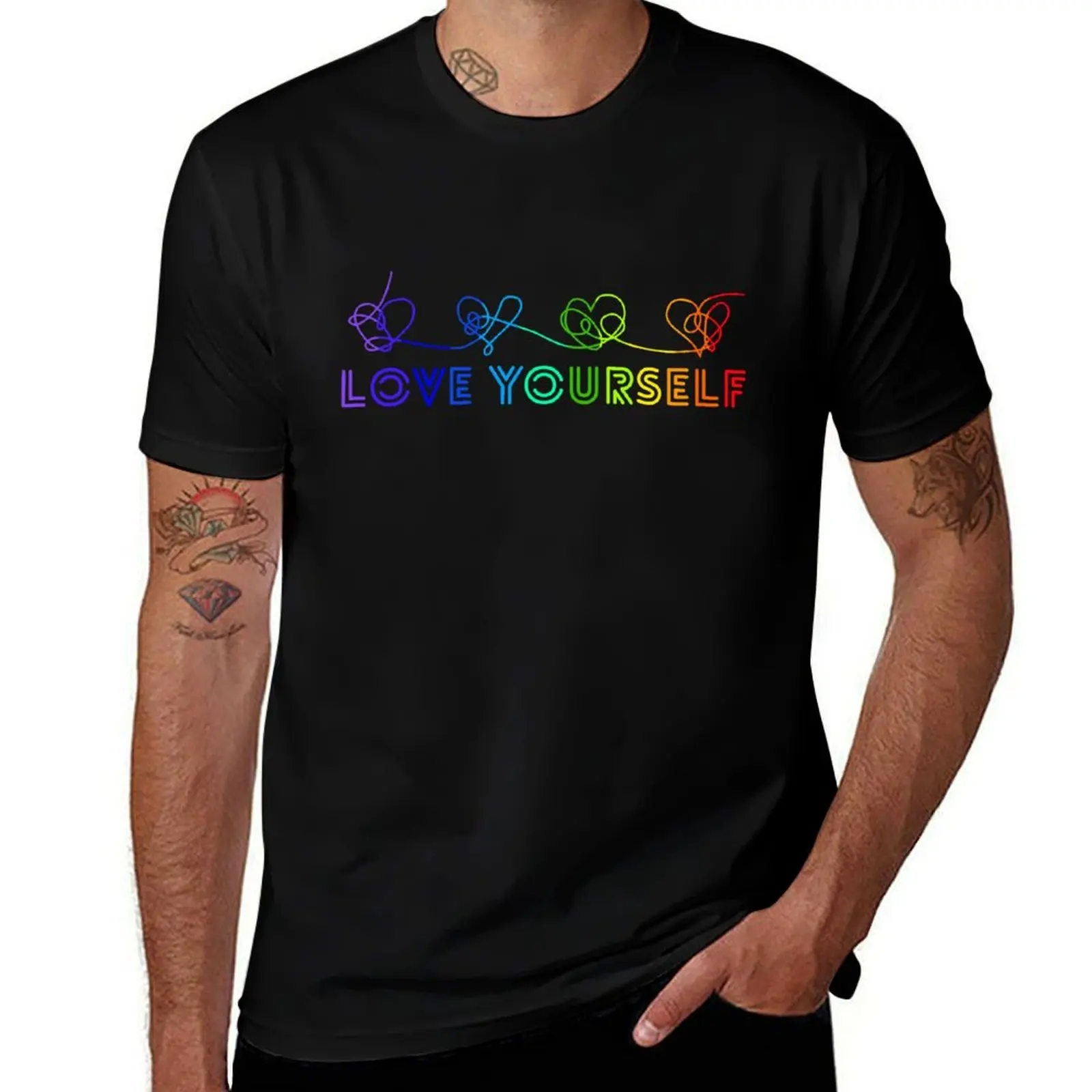 Love yourself tear rainbow T-Shirt Comfortable Basic Crew Neck Tee