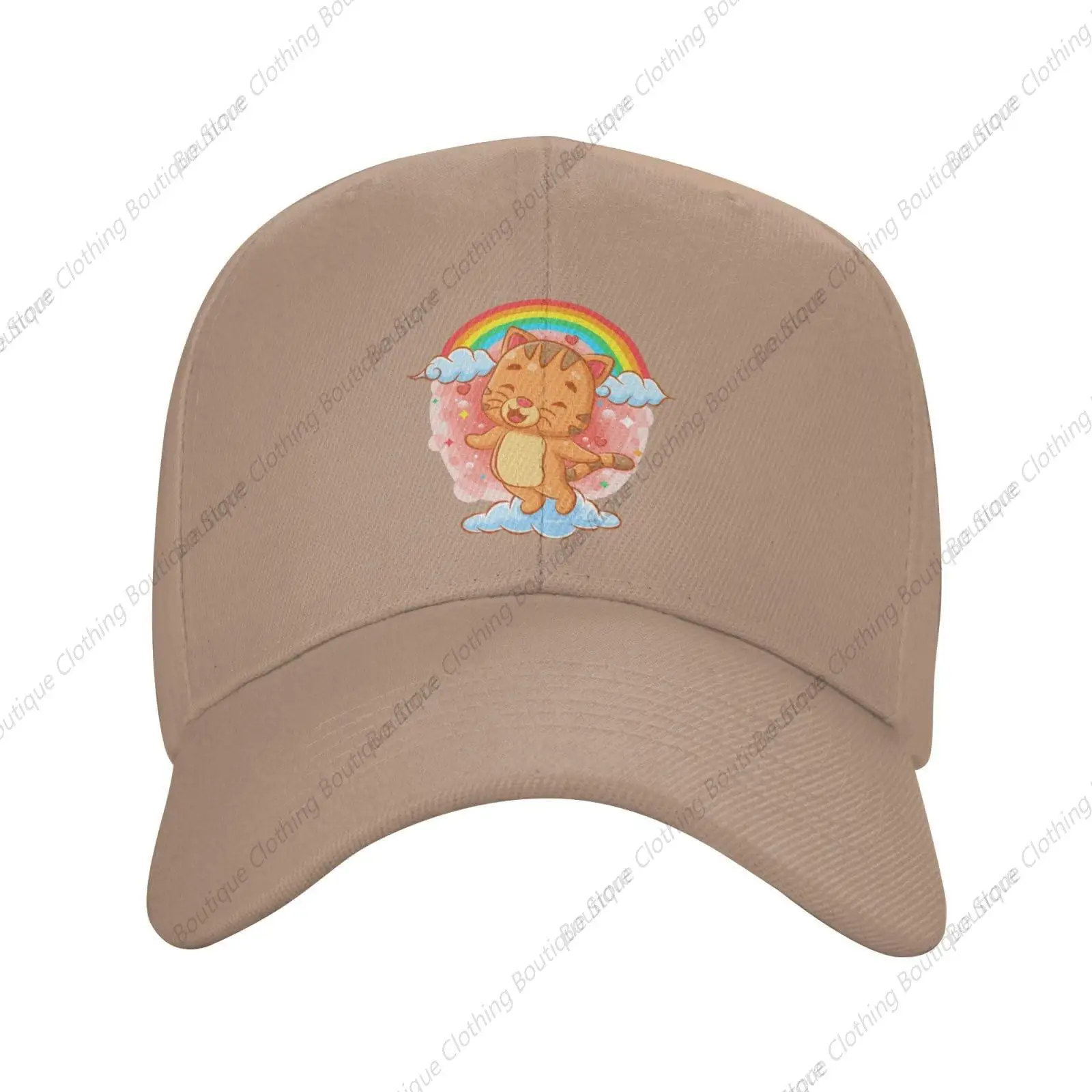 Cute Cat Flying On Clouds Baseball Cap for Men Women Classic Adjustable Golf Dad Hat Natural