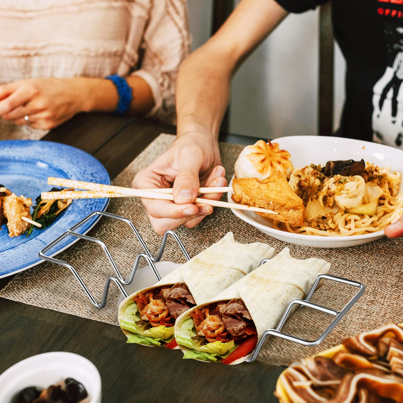 

3Pcs Taco Holder Set Stainless Steel Stand for Baking Serving Tacos Tortillas and Mexican Dishes Taco Shells Tacos Stand