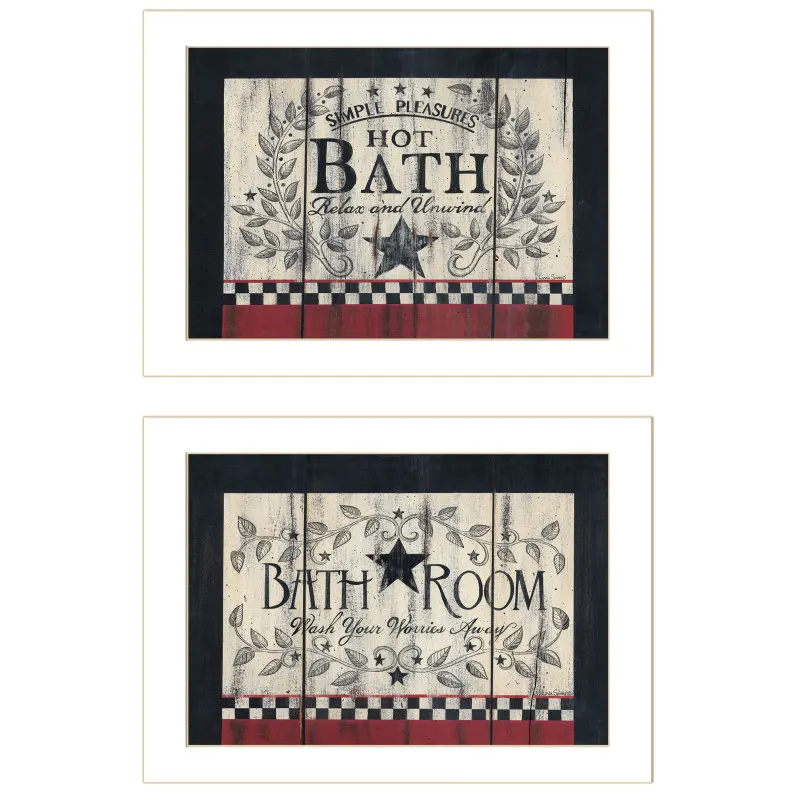 

Hot Bath 2-Piece Vignette by Linda Spivey, White Frame