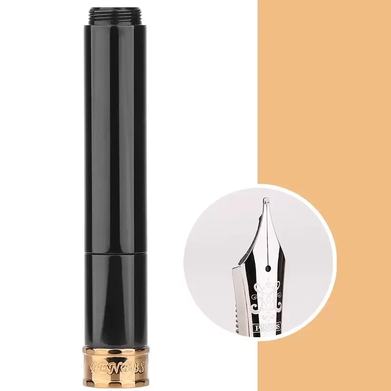 penbbs-fountain-pen-471-short-portable-ink-pen-with-gold-silver-ring-round-ground-f-m-tip-portable-travel-pocket-school-supplies