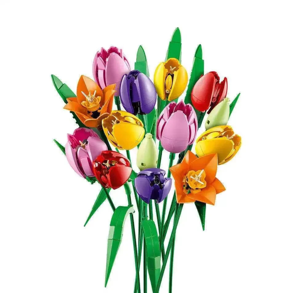 Neues Produkt Tulpenstrauß-Dekoration Weihnachts- und Geburtstagsgeschenk DIY Heimdekoration Geschenk zum Zusammenbauen von Bausteinen – Detail 1
