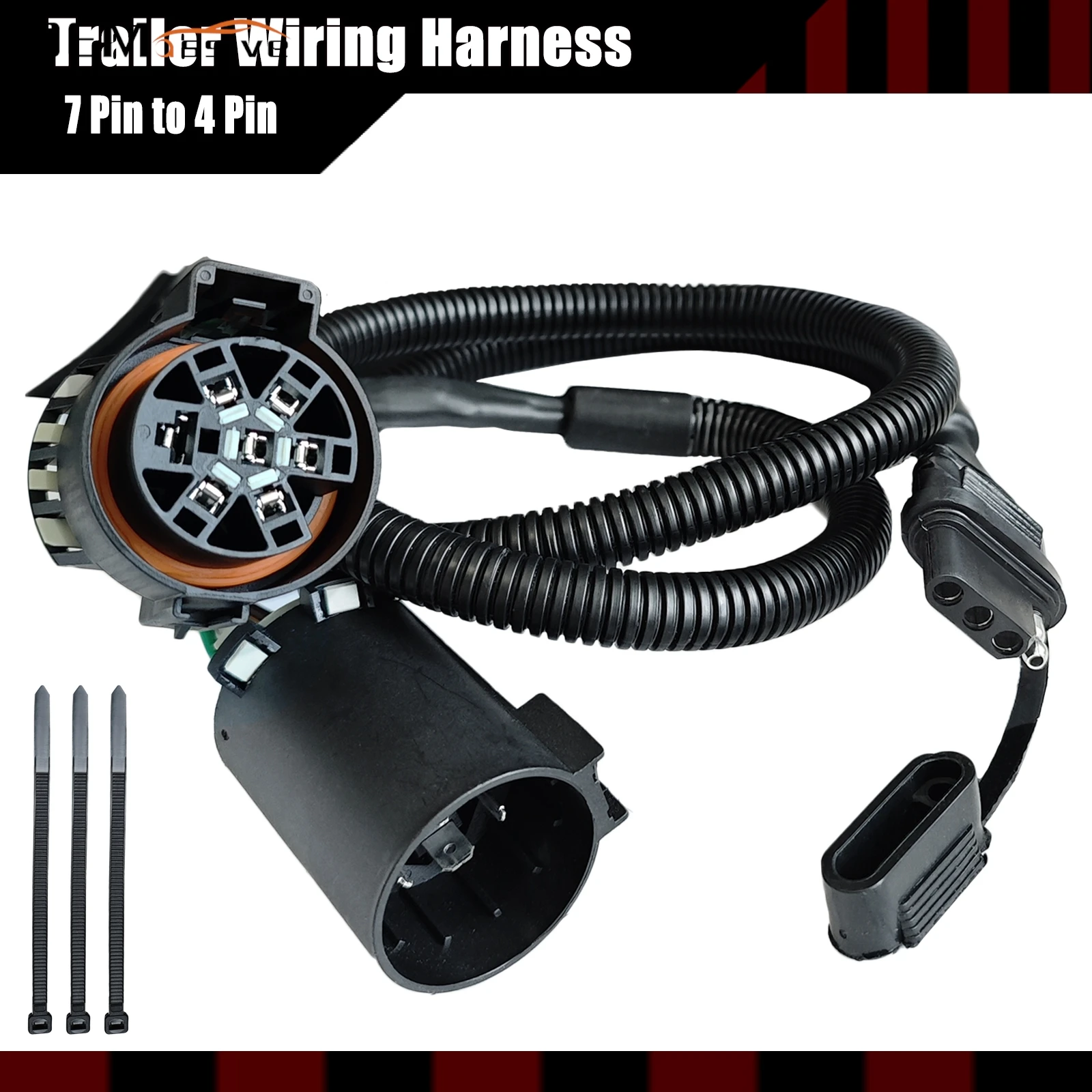 7 Pin to 4 Pin Trailer Wiring Harness Standard 7 Way Plug Socket for Tailgate Light Bar Adapter 41 Inches Wire Factory Tow