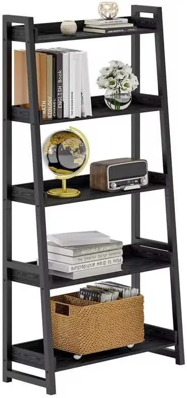 

Industrial Bookshelf 5-Tier 31.5 In Wide, Bookcase Ladder Shelf, Storage Shelves Ra Shelf Unit, Accent Furniture Metal Frame,