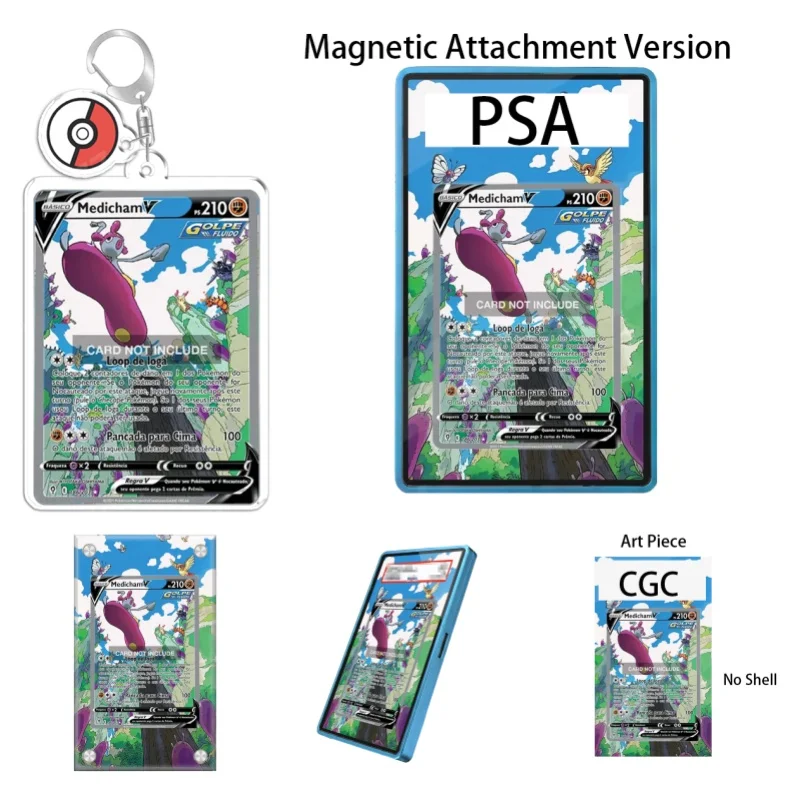 Étui de protection en acrylique recyclable pour porte-clés, avec affichage artistique pour l'art d'extension d'anime Pokémon Evolving Skies Medicham V, cadeau pour les fans
