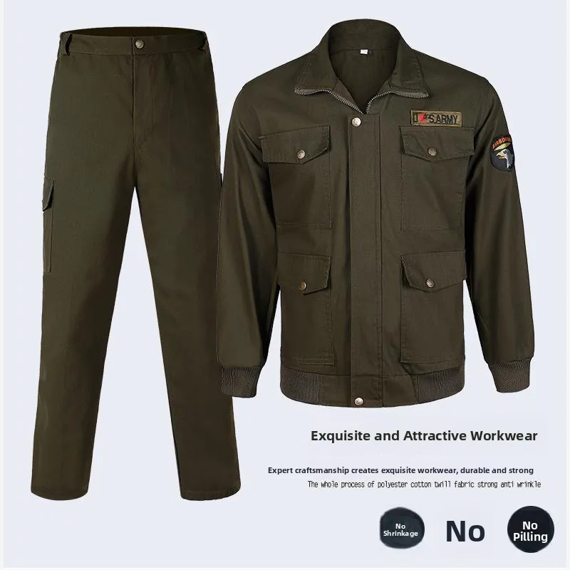 Set Professionale di Abbigliamento da Lavoro in Cotone con Grandi Tasche Multiple, Resistente al Calore e all'Usura, per Saldatura e Costruzioni