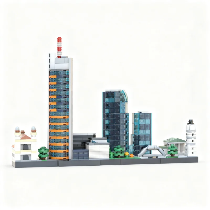 670pcs MOC Vilnius Skyline Architecture Street Scene Model Building Blocks Module Diorama Figure Ship Robot Aircraft Toy Gift