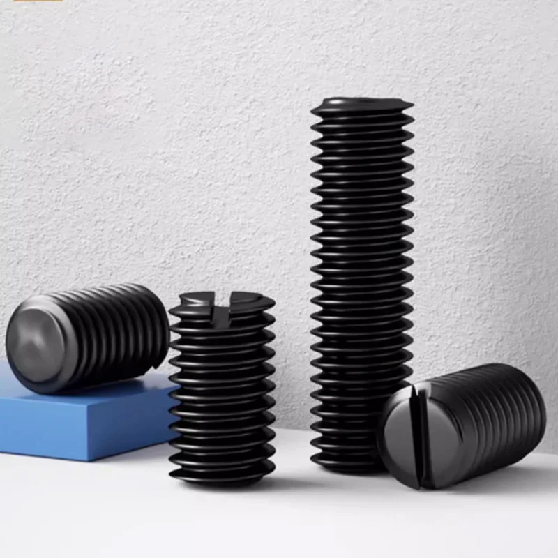 50/100/200pcs Grade 4.8 Black Carbon Steel Slotted Grub Bolt M2 M2.5 M3 M4 M5 M6 M8 Flat Point End No Head Headless Fixing Screw