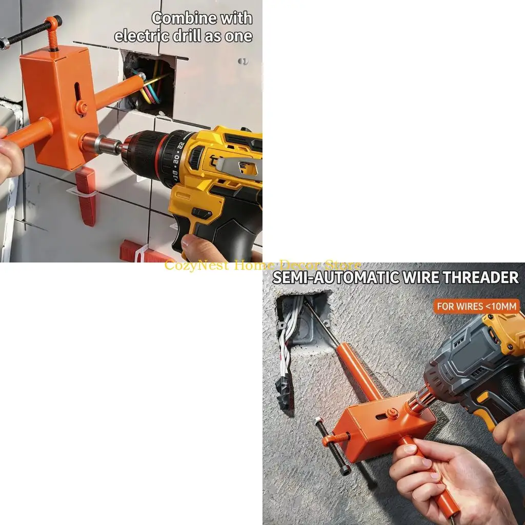 92MF Manual Cable Pulling Tool for PVC and Metal Duct Routing, Wire Threading Aid with Locking Screw, Guide Rod, and Carry Ready