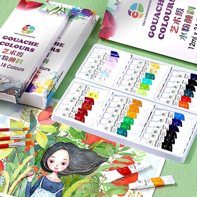 12/18/24/36 Color Gouache Paint Set High Quality Artist Painting Professional  Watercolor 12ML Student painting Art Supplies