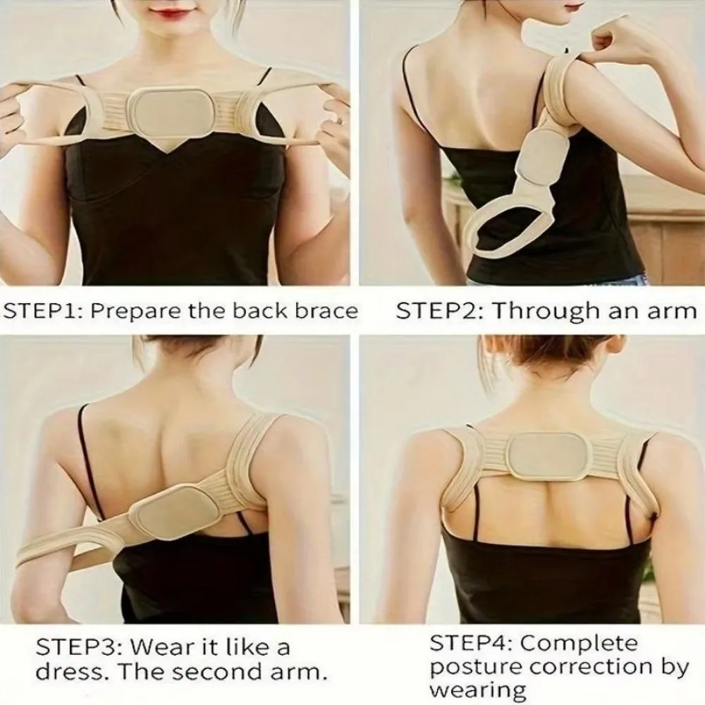 Adjustable Strap Posture Corrector Belt Breathable Fabric Hunchback Relief Neck Brace Comfort Fit Design Lightweight Material