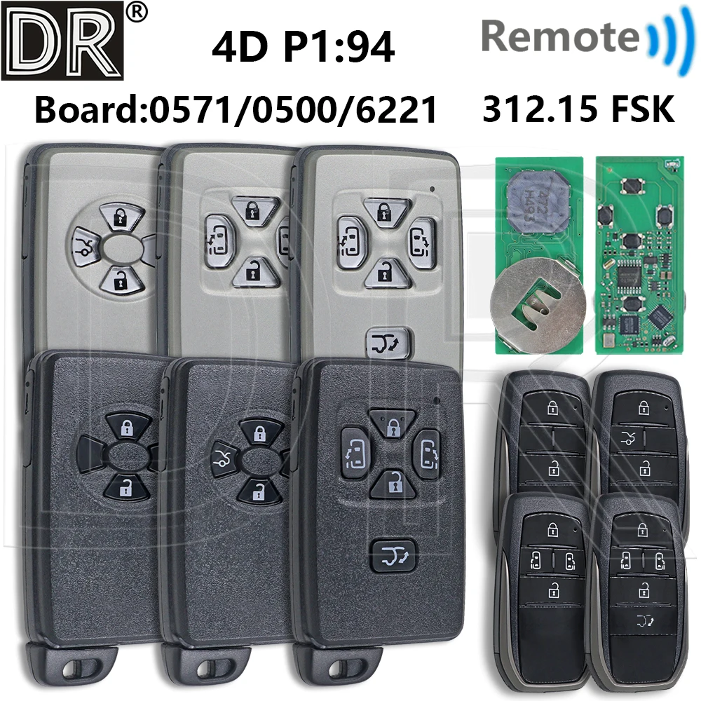 Great 4D Chip P1:94 312.35 FSK Board:6221/0500/0751 Car Remote Key For Toyota Sienna Alphard Vellfire Estima Noah Previa Voxy