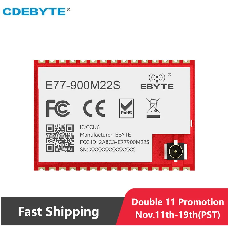 Wireless Module LoRaWan Spread Spectrum CDEBYTE E77-900M22S 915MHz ARM Cortex-M4 Low Power Consumption Stamp Hole SoC