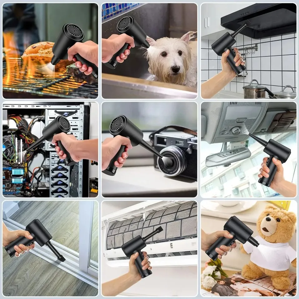 Electric Compressed Air Duster Wireless Air Blower with LED Light Suitable for Computer Keyboard Camera Car Home Cleaning
