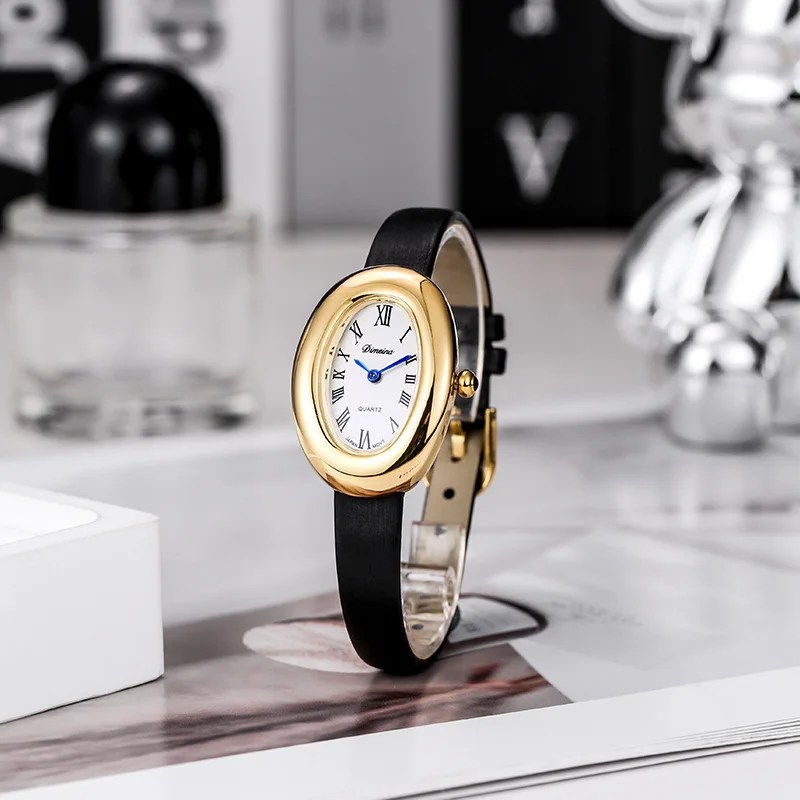 Alloy Steel Vintage Quartz Watch with Roman Numerals Oval Dial Waterproof Anne Klein Women main image 2