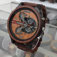 Reloj de madera de esfera grande para hombre, relojes de pulsera de cuarzo de madera, cronógrafo de moda, Día de Acción de Gracias, regalos de navidad