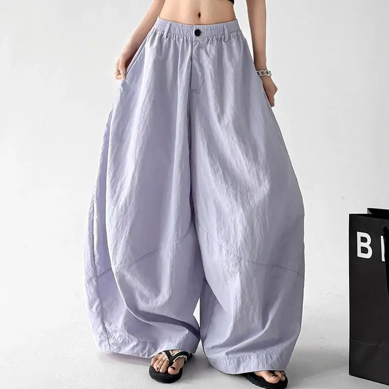 Summer fresh scimitar pants wide-leg pants women's 2026 summer new elastic high-waisted sunscreen loose casual pants