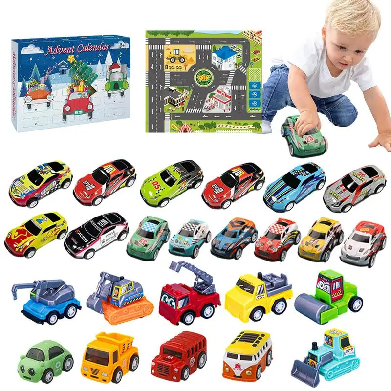 

Christmas Advent Calendar 24 Days Countdown Calendar With Different Pull Back Cars Construction Vehicles Toys New Year Gift Box