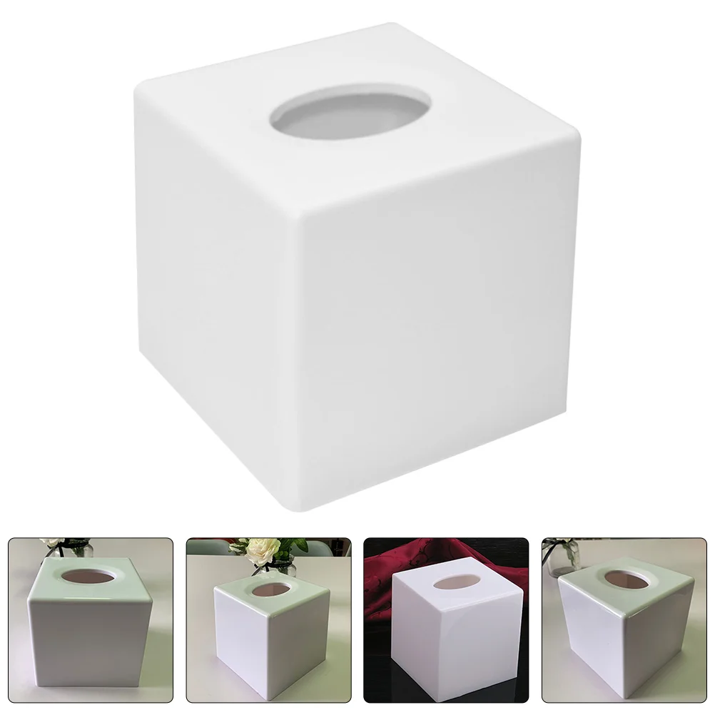 

Square Tissue Box Holder Plastic Storage Case For Home Office Bathroom Roll Napkin Container Cube Organizer Tissue Paper