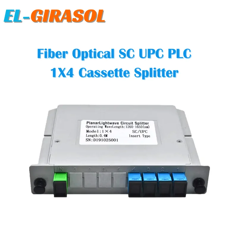 Fiber Optic Cassette Splitter SC UPC 1X4 Insert Type Planar Lightwave Circuit Splitter PLC Cassette Splitter Box 1x4 SC UPC FTTH