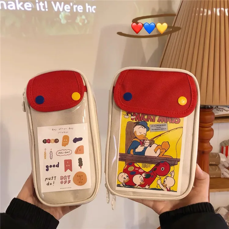 

Large Capacity Pencil Case Kawaii Transparent Cosmetic Bag Waterproof Multifunction Pen Case Cute Student School Stationery