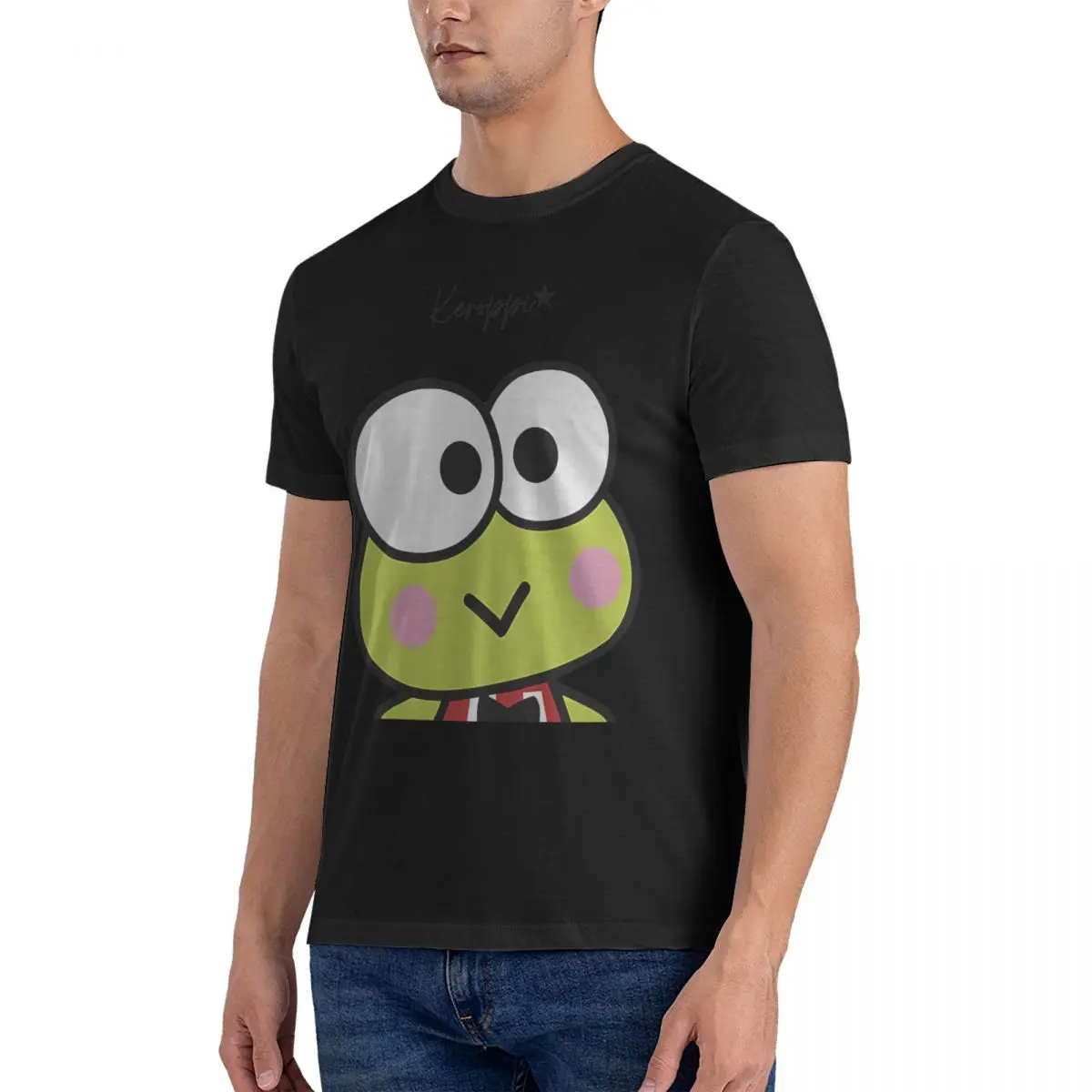 Men's Sanrio Cartoon Character T Shirts Keroppi Pure Cotton Clothes Leisure Short Sleeve Crewneck Tee Shirt New Arrival T-Shirts