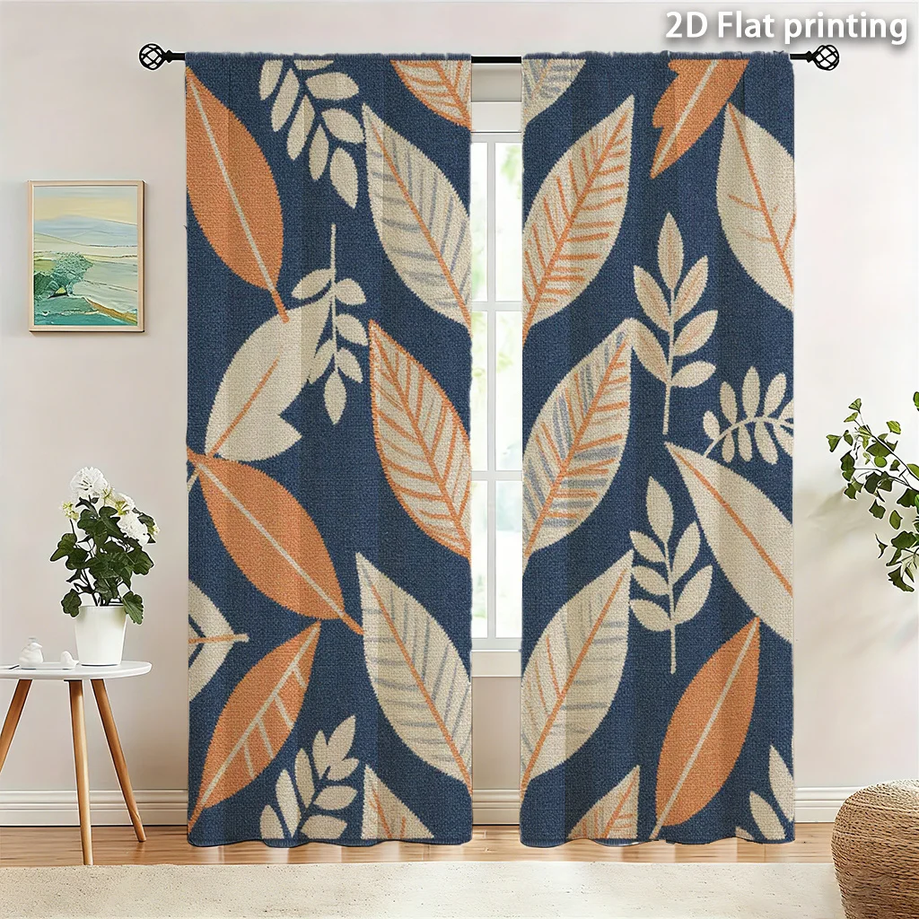 

Modern Leaf Pattern Curtains Living Room Home Decoration Curtain Panels Blockout Window Drapes Style Floral Prints House Textile