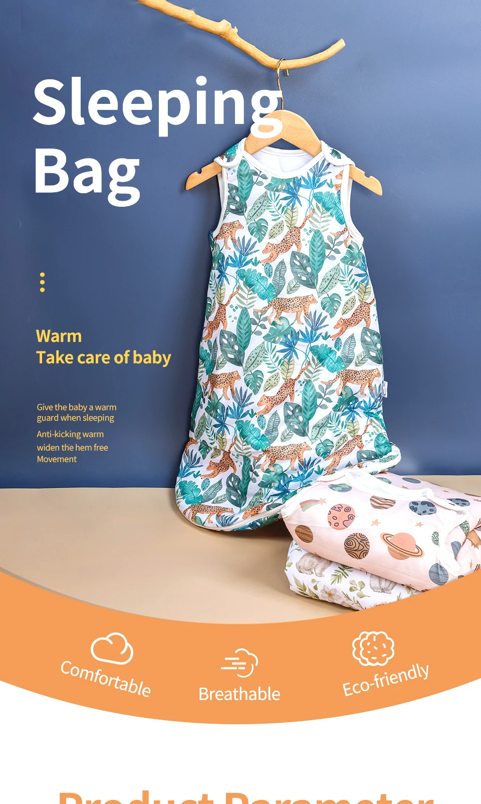 HappyFlute New 3Rozmiar 10-20 ℃   Miękka tkanina poliestrowa Unisex bez rękawów z zamkiem błyskawicznym zapobiegającym kopaniu Ciepły śpiworek dziecięcy z kamizelką — zdjęcie 7
