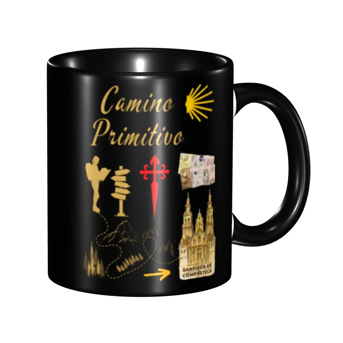 Tazas de Café Personalizadas Buen Camino De Santiago, Tazas de Cerámica para Leche y Té DIY El Camino de Santiago