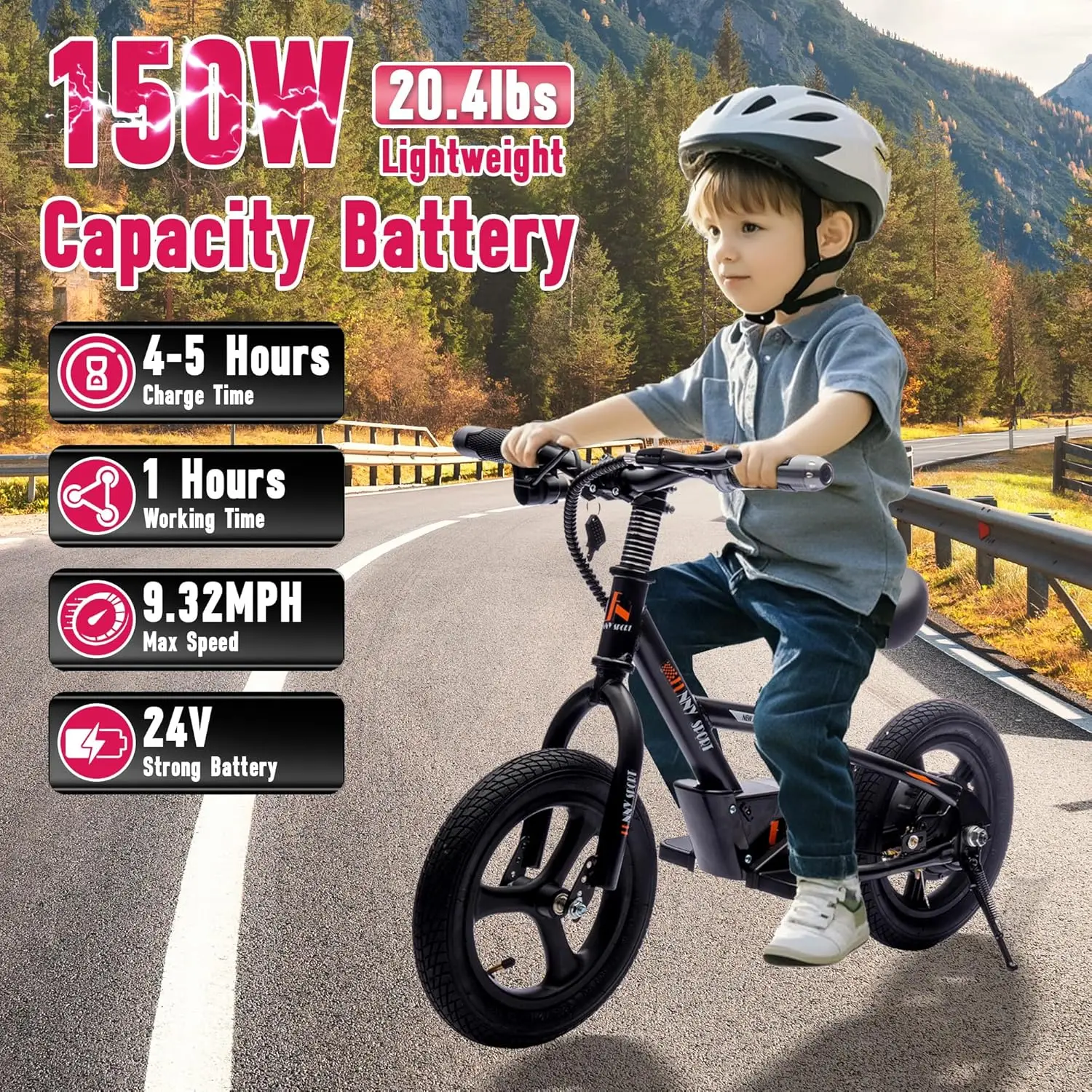 24V Kids Ride On Electric Dirt Bike 150W Lightweight Electric Motorcycle Height Adjustable PU Seater Power Display Key Start