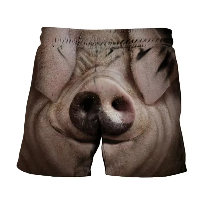 Funny Pig Pattern 3D Printed Beach Shorts For Men Casual Loose Surf Board Shorts Swimming Trunks Unisex Cool Sport Short Pants
