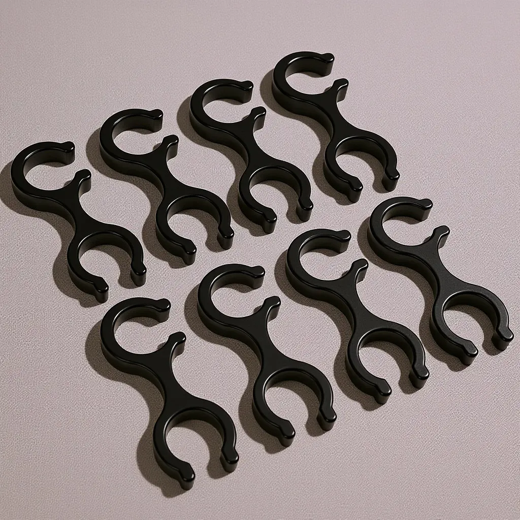 8Pcs Outdoor Walking Stick Clips S-Form Compact Reusable Plastic Cable Holders for Alpenstock Hiking Fitness Sportswear Storage