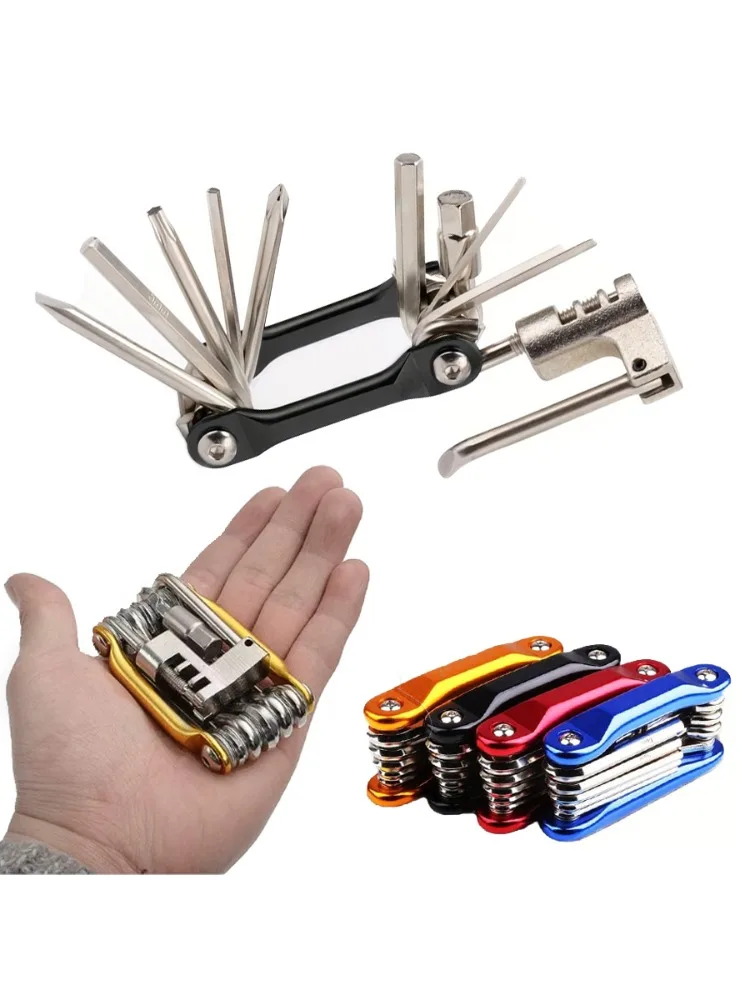 AliExpress NONE 11-in-1 Bike Tool Mini Multitool Kit - Lightweight Stainless Steel Tool Wrench, Screwdriver, Chain, Hexagon Wheel Spoke