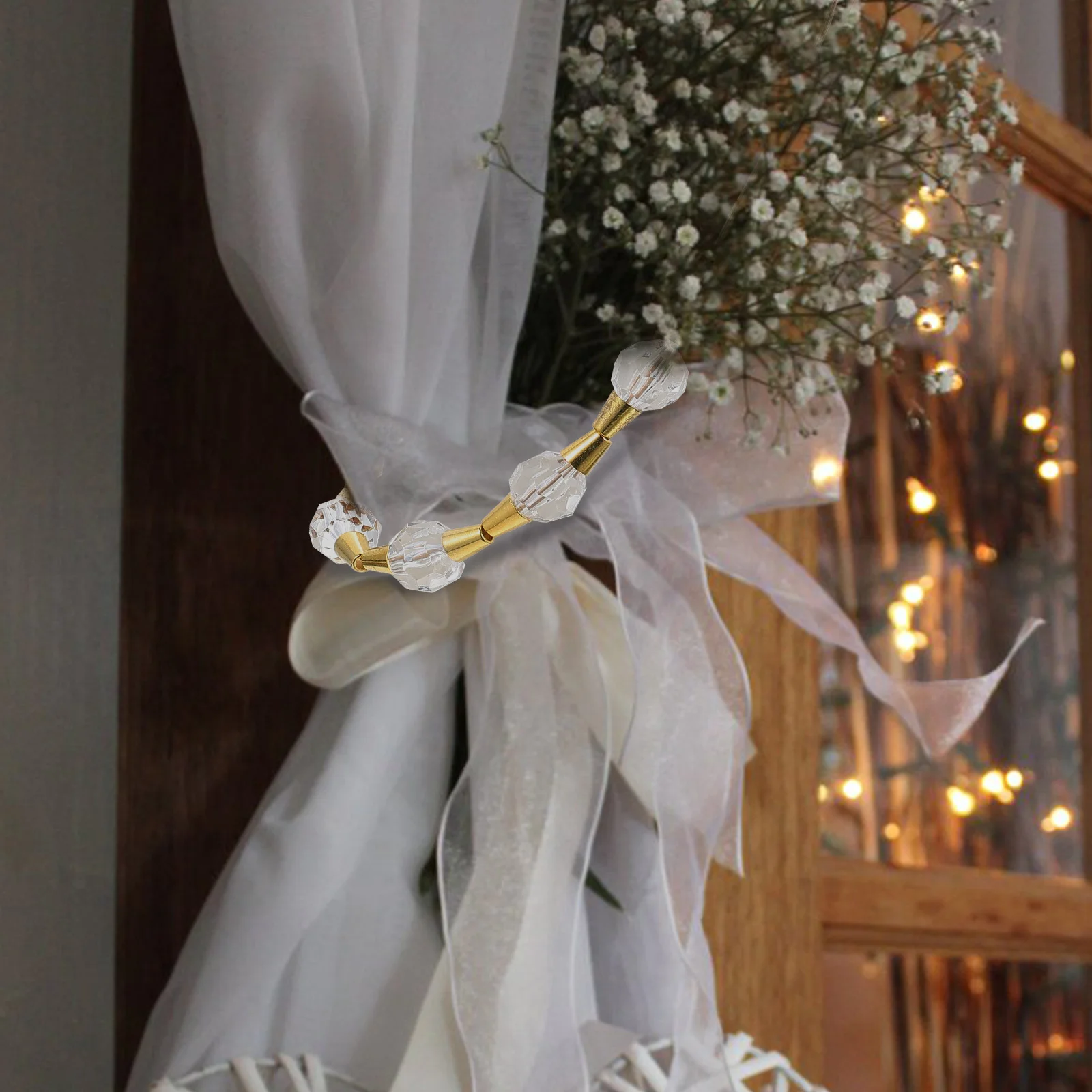 

2pcs Curtain Tieback Set Crystal Decorative Rope For Indoor Curtains Home Decoration Drapery Holdback Window Curtain Fixing