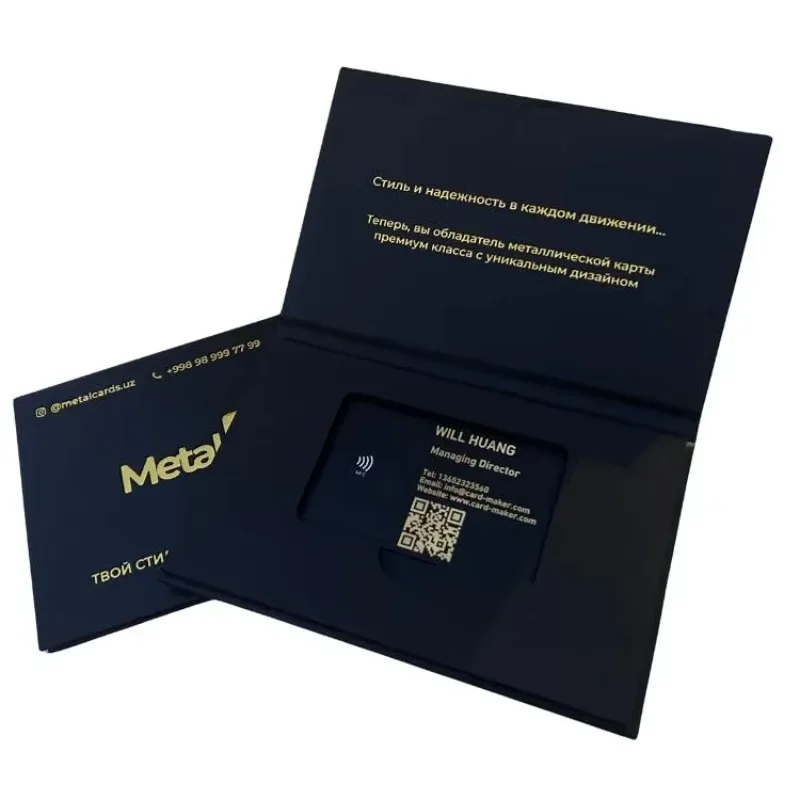 

Tapping Metal Business Card Black in Silver NFC Digital Business Card for Social