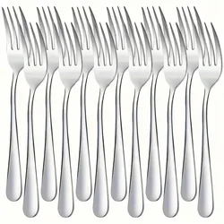 12 Piece Stainless Steel Fork Mirror Finish, Machine Washable, Suitable for Salads and Desserts, Kitchen, Dining, Tea Party