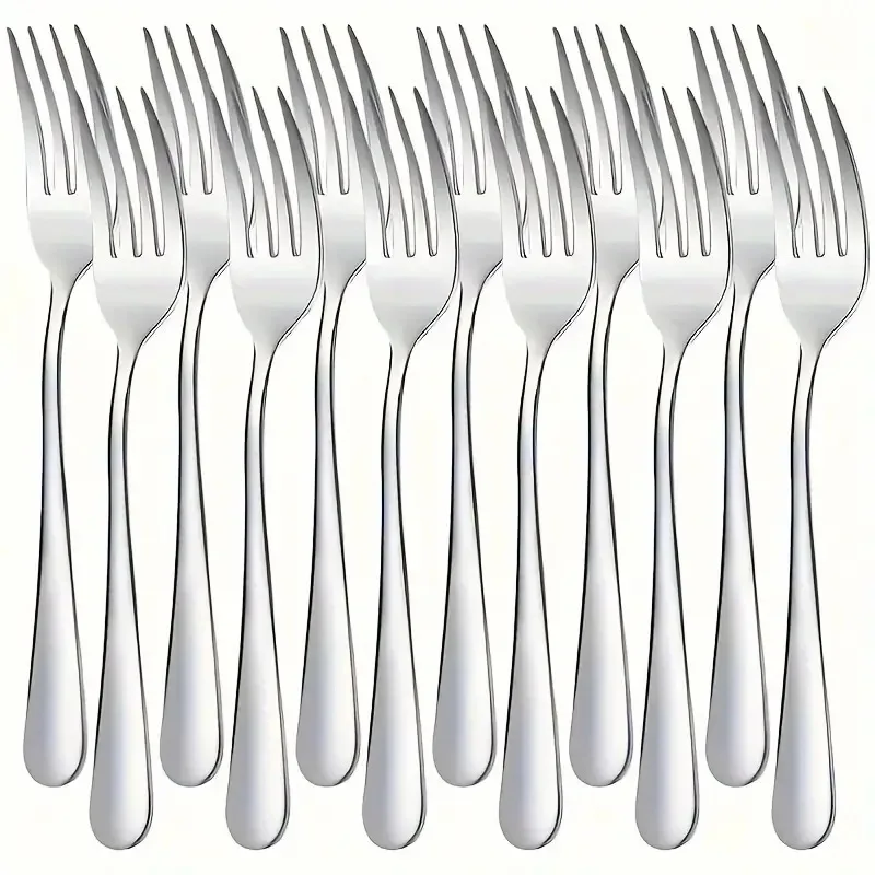 12 Piece Stainless Steel Fork Mirror Finish, Machine Washable, Suitable for Salads and Desserts, Kitchen, Dining, Tea Party