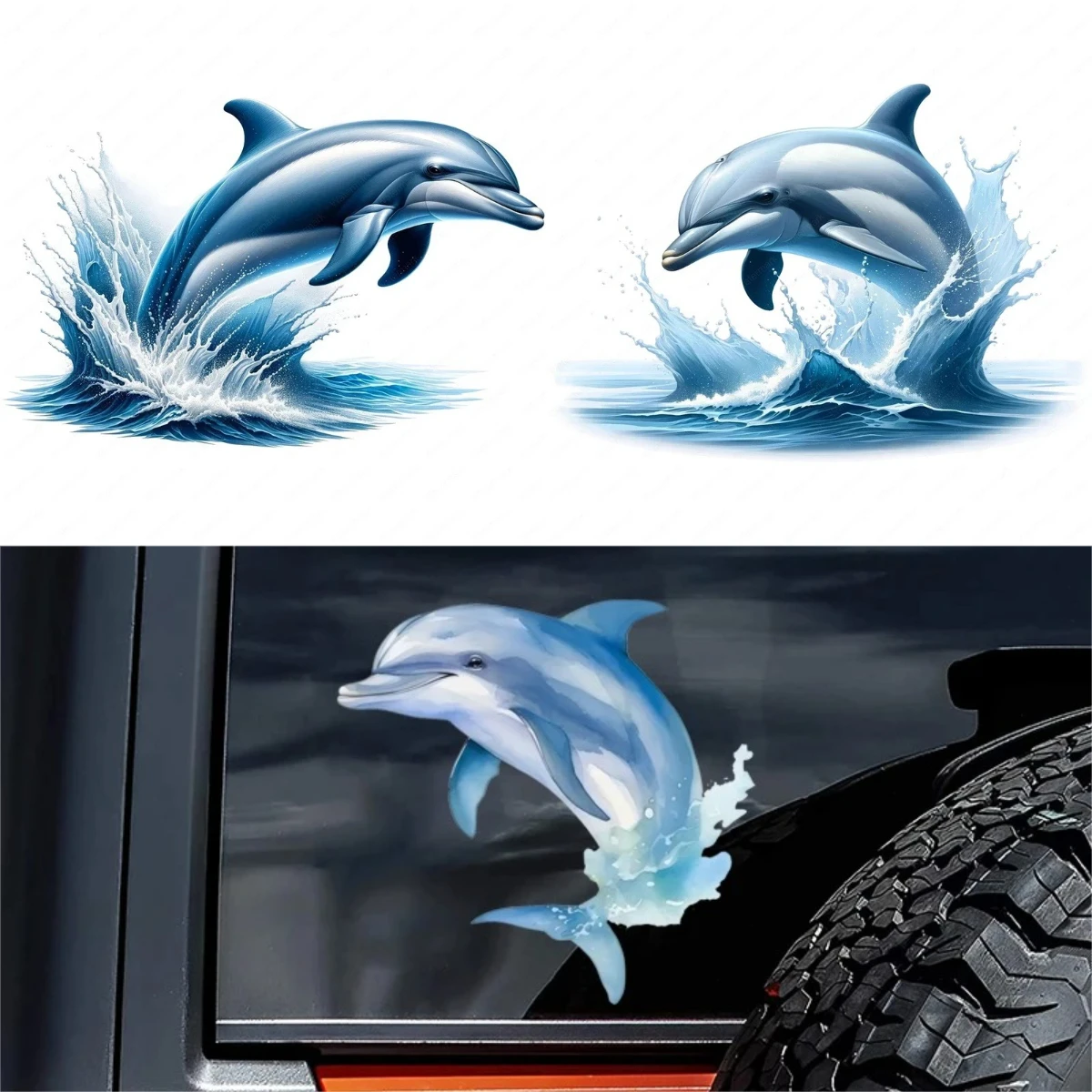 

Premium Dolphin Car Stickers - Waterproof Scratch Resistant Vinyl Decals for Vehicles/Motorcycles - Ocean Design