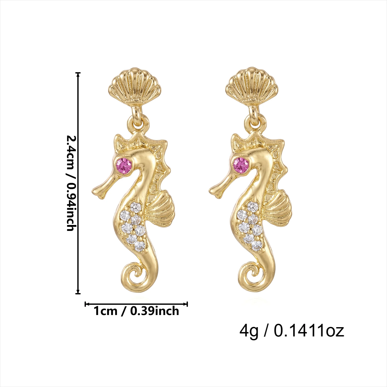 Elegante Rosa Klare Strass-Seepferdchen-Ohrhänger für Damen Goldfarbene Muschel-Ohrstecker Nautisches Ozean-Thema Schmuck Sommer-Geschenk – Detail 14