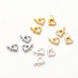 10 pz/lotto 14K/18K oro placcato ottone cuore moschettone fermagli per bracciali fai da te collana gioielli che fanno accessori forniture