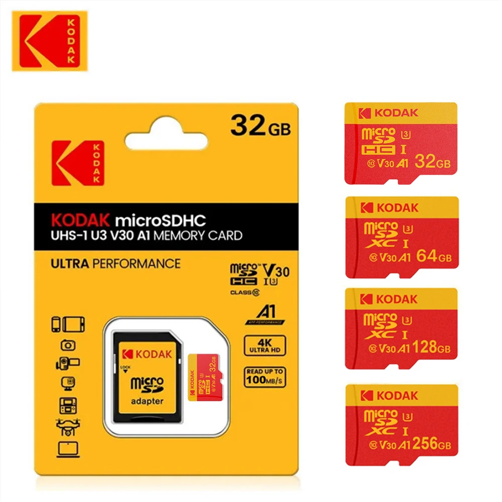KODAK MicroSD Card Memory Card 32GB 64GB Special For Driving Recorder 128GB 4K High Speed Flash Memory TF Flash Cards for Camera