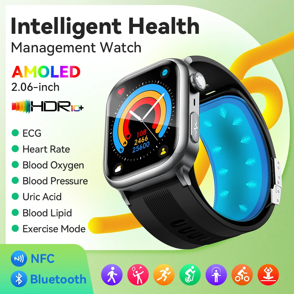 

For HUAWEI Accurate AMOLED Smart Watch Blood Pressure Measurement Watches Blood Lipid ECG NFC Health Fitness Sport SmartWatch