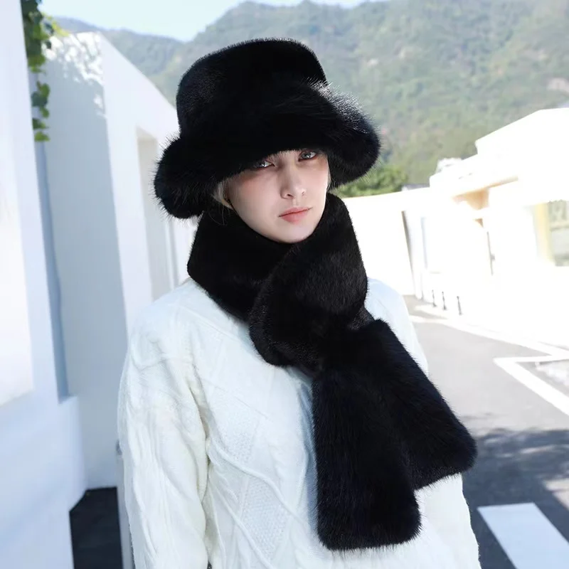 Thicken hat new style ladies fur ball plus velvet warm hood outdoor autumn and winter cold-proof fashion cute woolen wholesale